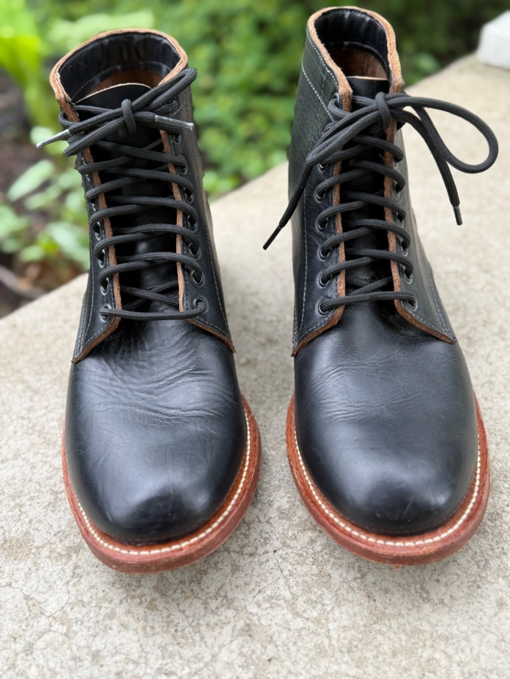 Oak Street Bootmakers Black Leather Lace Up Trench Boots 114